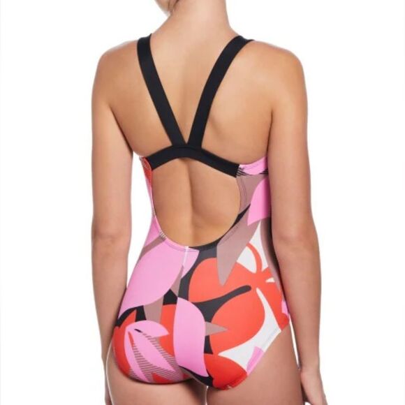 Nike Women's Jungle Floral V-Back One Piece Swimsuit- Size XL - Picture 2 of 12